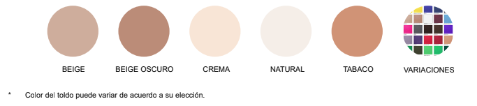 Colores disponbiles de sombrilla cuadrada